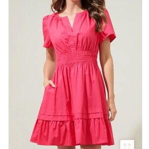 Sugarlips Pink Puff Sleeve Sundress